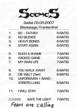 Die Setlist von SceneS