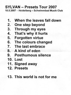 Die Setlist von Sylvan