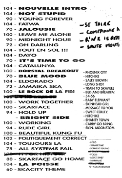 Die Setlist von Skarface