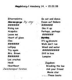 Die Setlist der Tornados