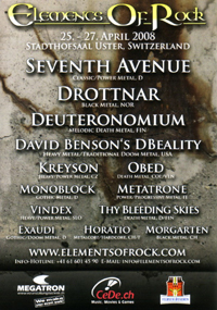 Der Flyer zur Veranstaltung, noch mit dem geplanten Billing incl. Vindex und Obed