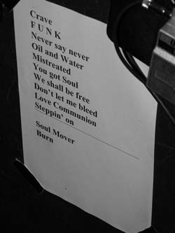 Die Setlist (die braucht wohl keinen Kommentar)