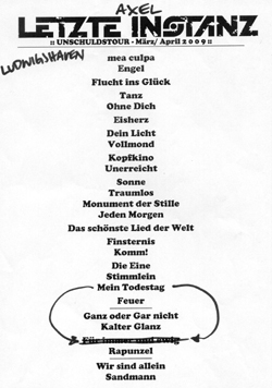 Die Setlist